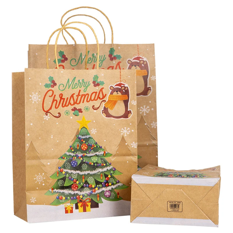 Christmas Kraft Paper Gift Bag, 100 gsm