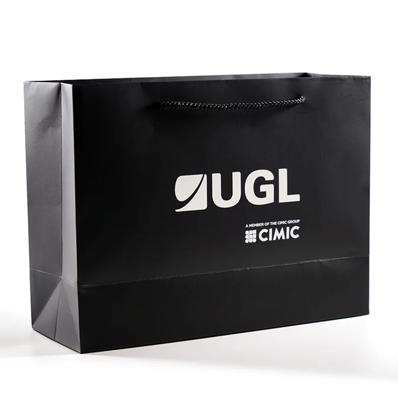 Custom Logo Black Cardboard Apparel Paper Bag