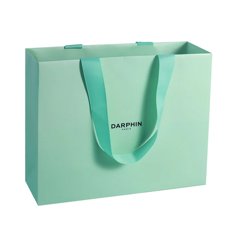 Custom Logo Green Paper Gift Bag for Clothing Retail
