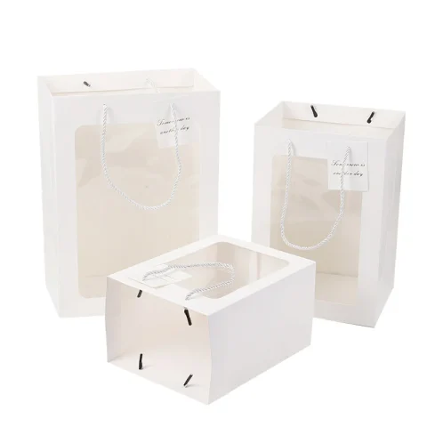 Flower Bouquet Paper Bag with Window & Twisted Handles