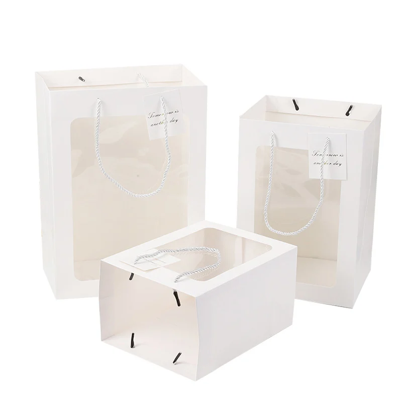 Flower Bouquet Paper Bag with Window & Twisted Handles