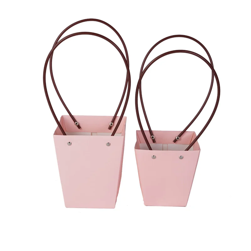 Pink Flower Bouquet Paper Bags with Handles