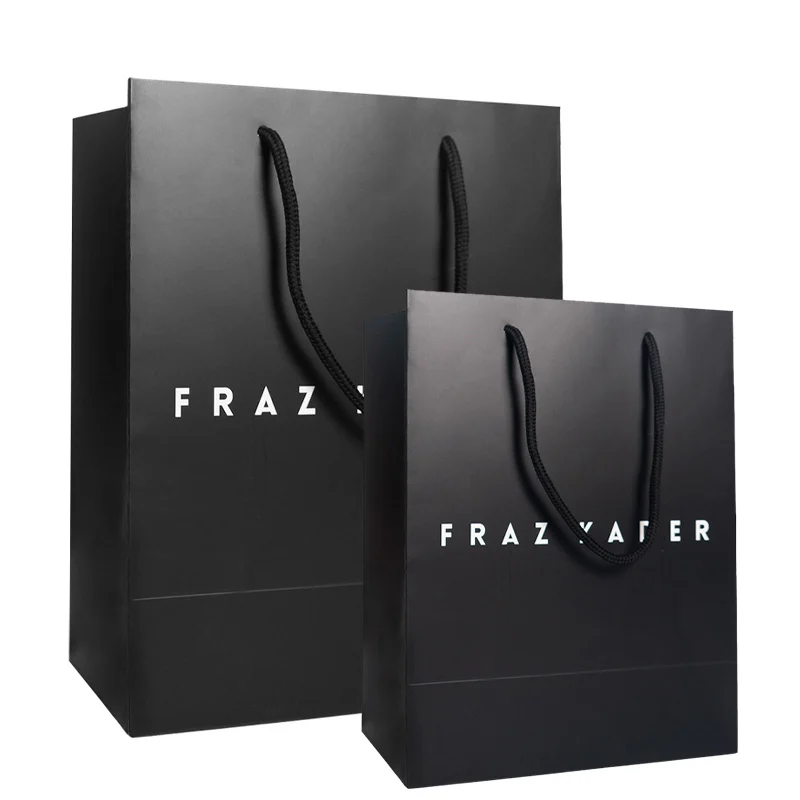 Recyclable Black Shopping Paper Bag for Clothing & Cosmetics